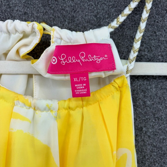 Lilly Pulitzer Target Pineapple Print Halter Tank Top Women XL Yellow White - Picture 4 of 7